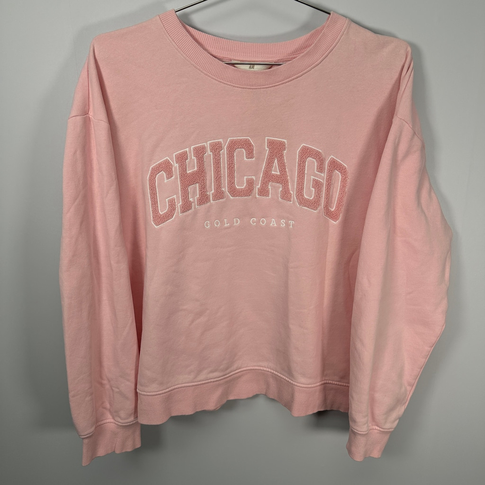Light Pink Fem Girly Chicago Preppy Crewneck Sweater‎ Large